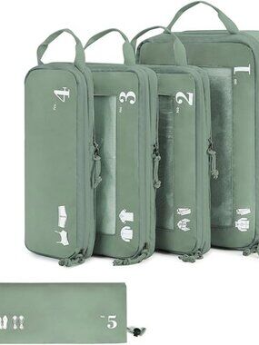 5Set Compression Packing Cubes for Suitcases Organiser Bags Set Travel Essential